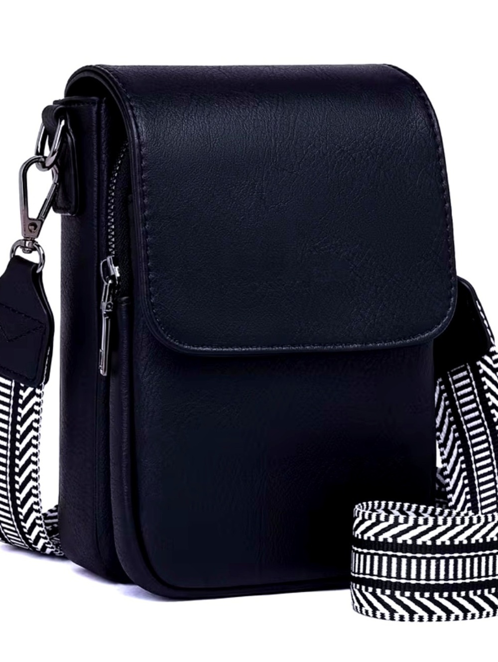 New -Retro Style -Faux Leather Crossbody/Phone Bag -Black